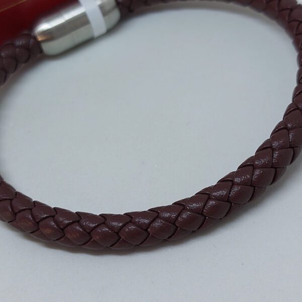 Pulsera Ecocuero Trenzado Marron Cierre Iman Acero L21