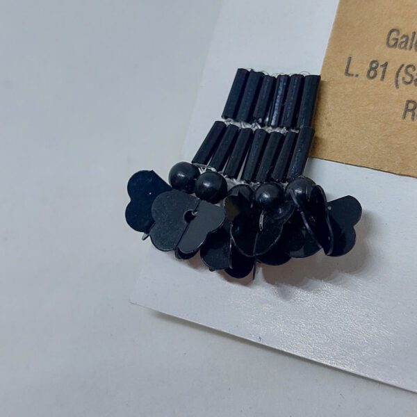 Aros Habanico Canutillos Negro/ Plateado Artesanal Bijou