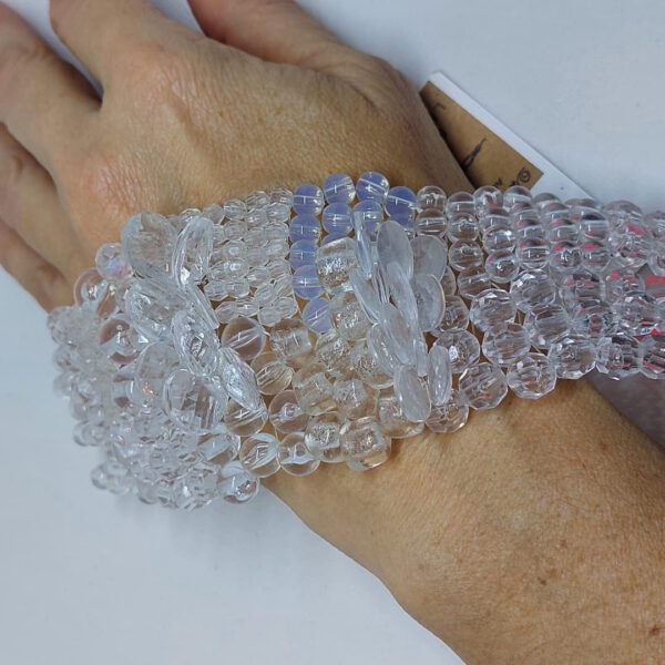 Pulsera Brazalete Cuentas Transparente Detalle Cristales Regulable Bijou