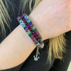 Pulsera Telar Artesanal Cristales en Violeta Gruesa Bijou