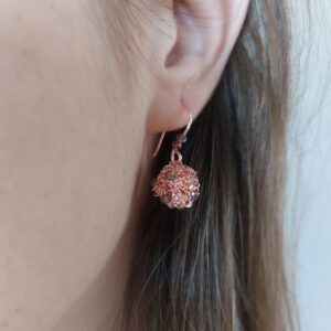 Aros Alambrismo Colgantes Rose Esfera con Cristales Artesanal Bijou